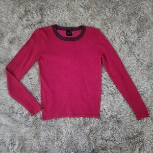 Cliché Long Sleeve Pink Knit Metallic Sweater